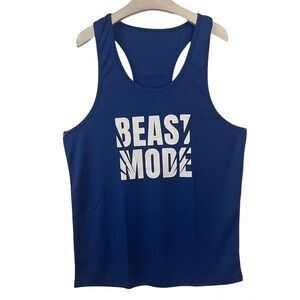 Beast Mode Tank Top XL Gym Workout Bodybuilding Blue White New XL
